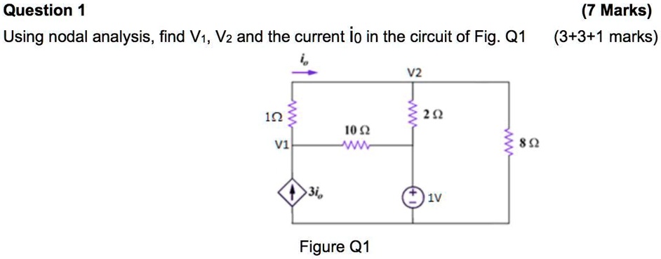 Solved Using Nodal Analysis Find V1 V2 And The Current I0 In The