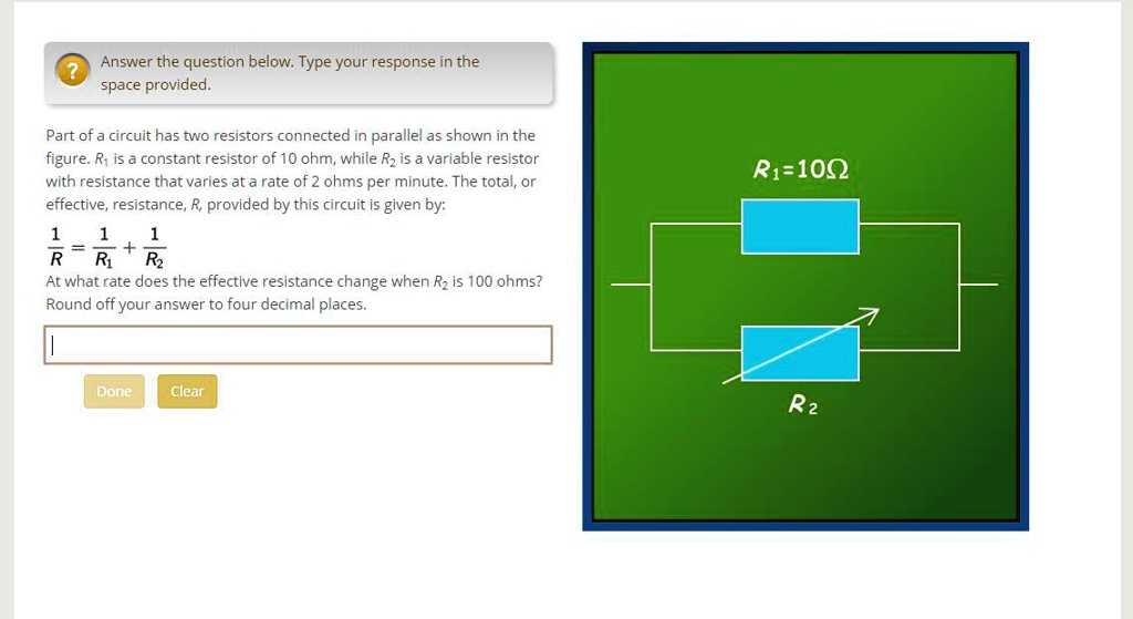 SOLVED Part of a circuit has two resistors connected in parallel as shown in the figure. R1 is