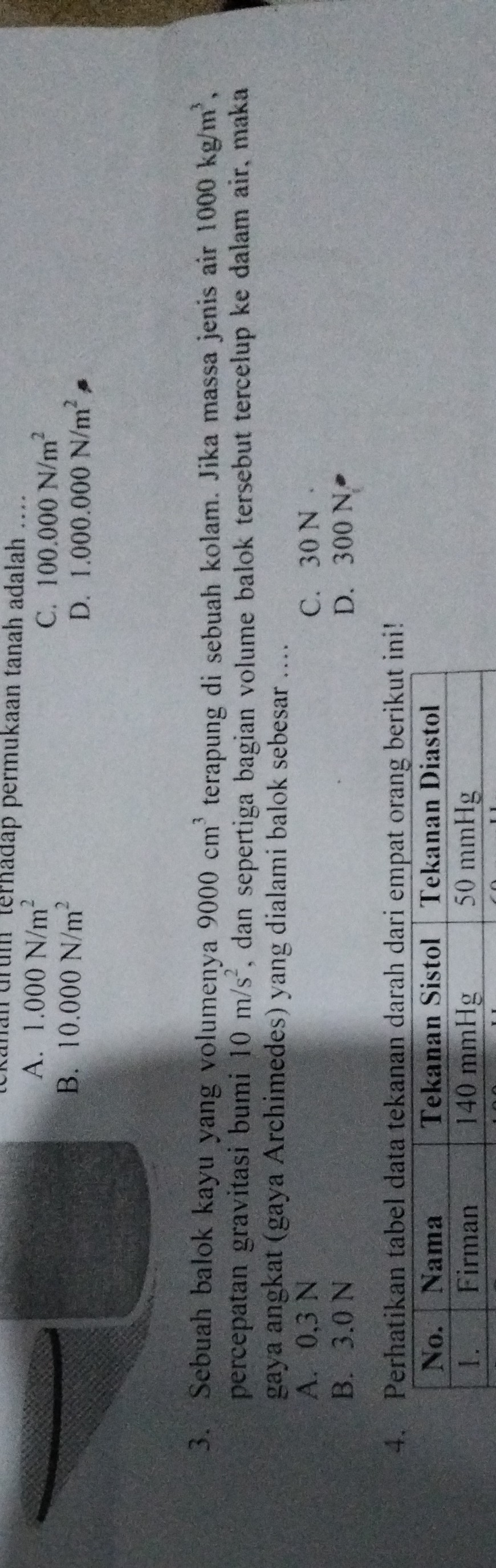 SOLVED: A. 1.000 N / M^2 B. 10.000 N / M^2 C. 100.000 N / M^2 D. 1.000 ...