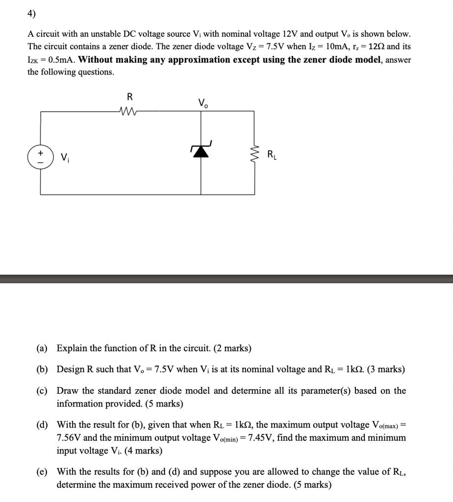 SOLVED A circuit with an unstable DC voltage source Vi with nominal