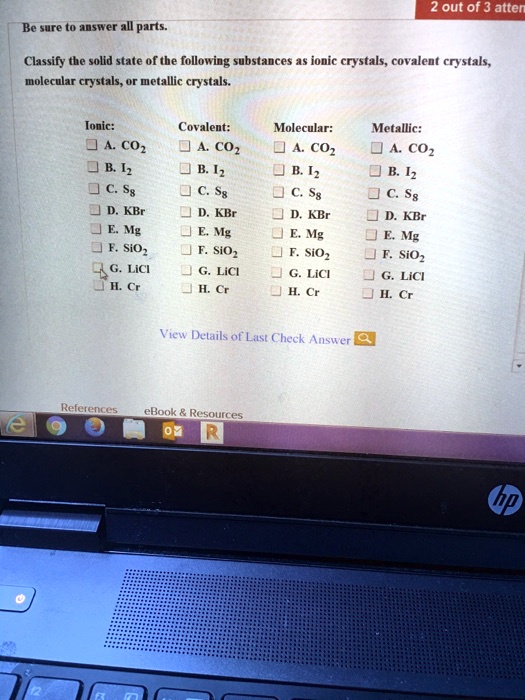 SOLVED Text 2 out of 3 atoms Be sure to answer all parts Classify