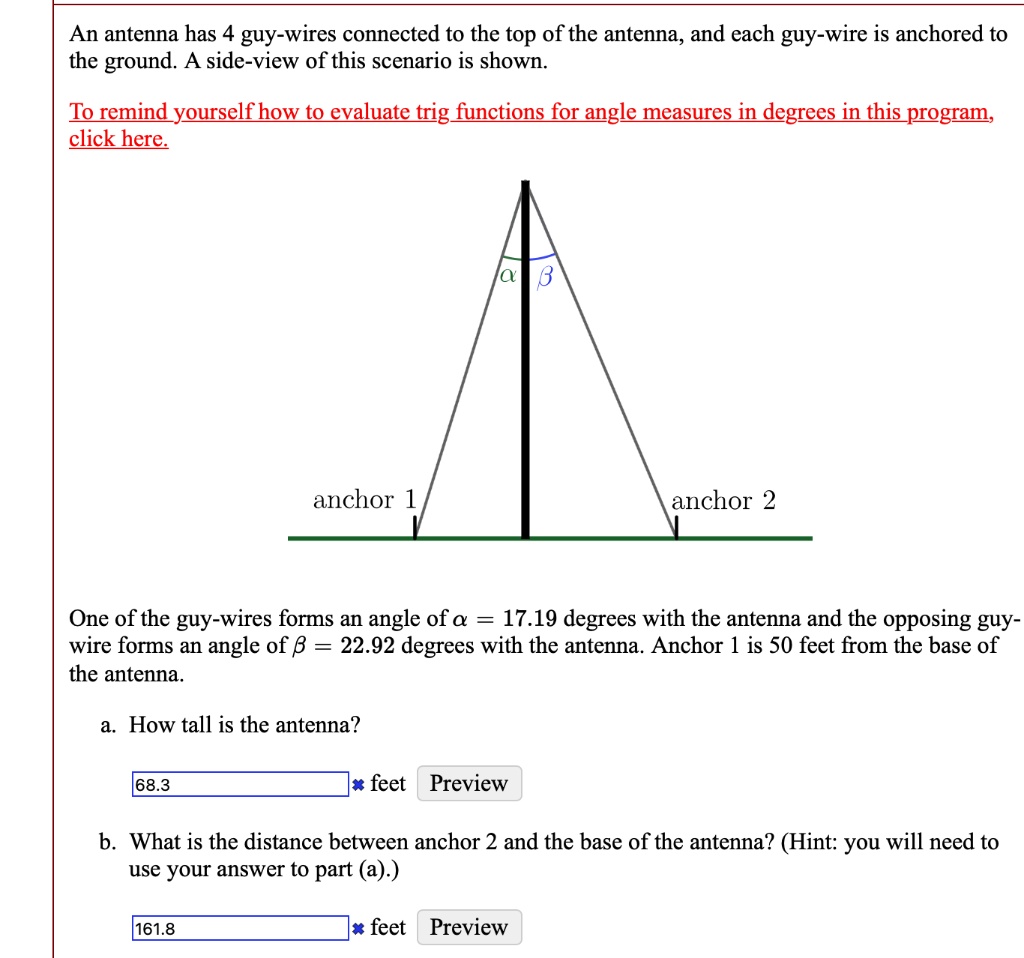 SOLVED Answer please thanks An antenna has 4 guywires connected to