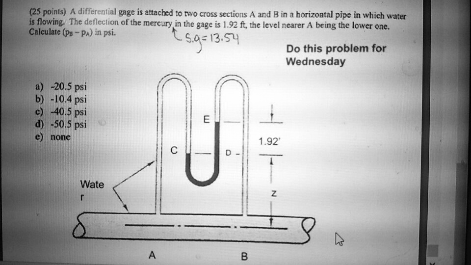 SOLVED: 4 differential gauge is attached to two cross sections A and B ...