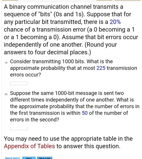 Binary Communication Channel Transmits A Sequence Of "bits" (Os And 1s ...