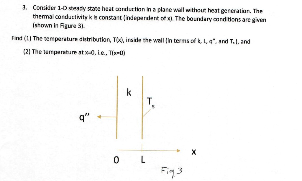3 consider 1 d steady state heat conduction in a plane wall without ...