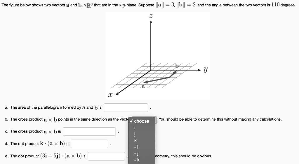 the figure below shows two vectors a and b in r3 that are in the ty ...