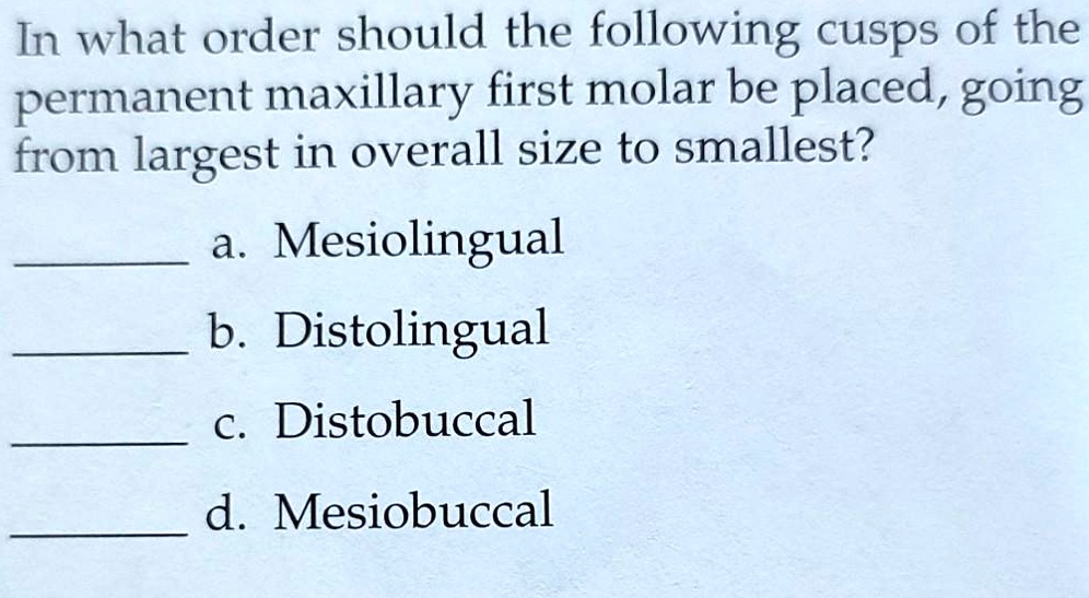 SOLVED In what order should the following cusps of the permanent