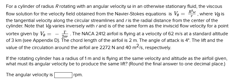 SOLVED: For a cylinder of radius R rotating with an angular velocity Ï ...