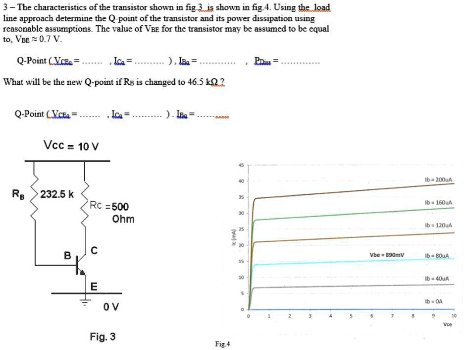 SOLVED The characteristics of the transistor shown in Fig. 3 are shown