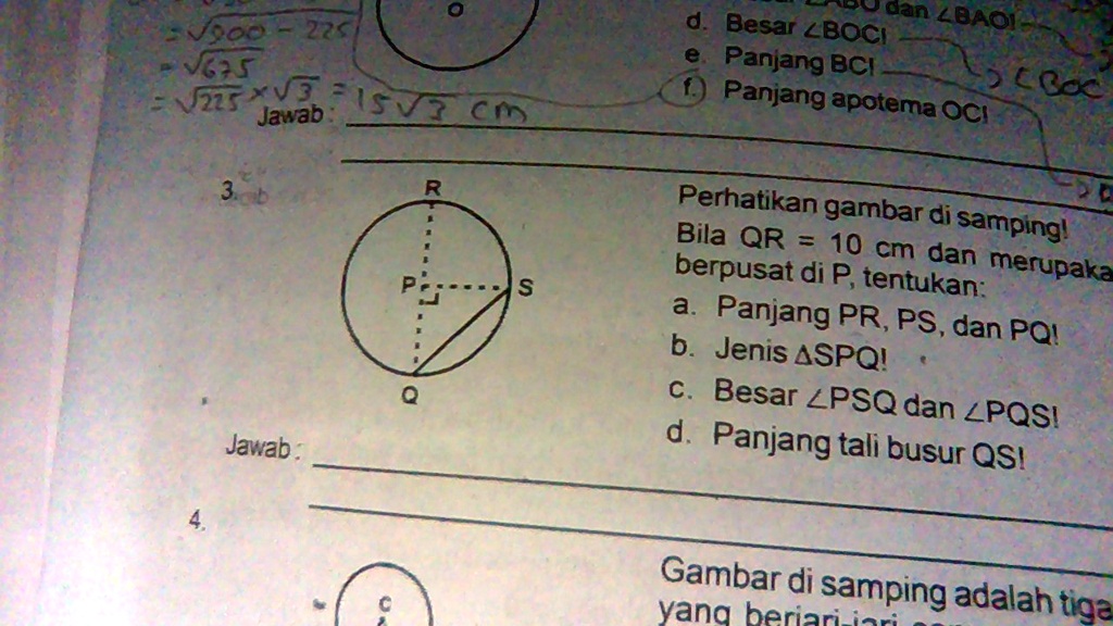 Solved Perhatikan Gambar Disamping Bila Qr 10 Cm Dan Merupakan Diameter Lingkaran Yang