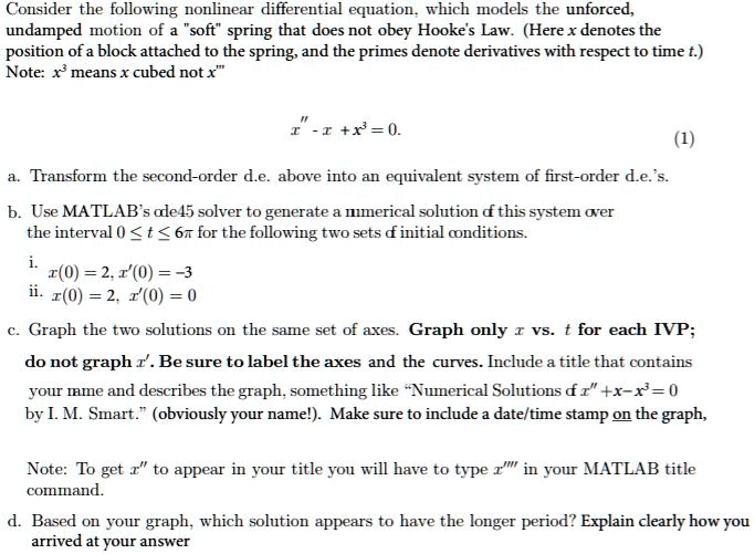 SOLVED Consider the following differential equation which