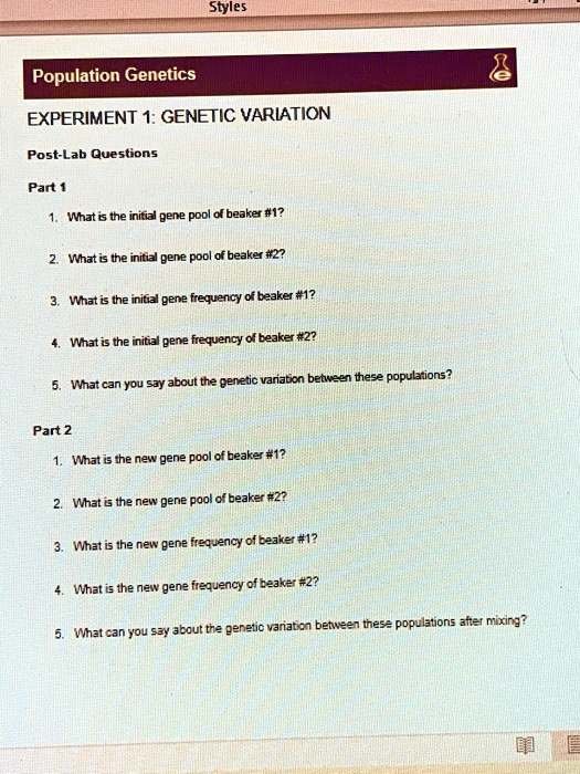 experiment 1 genetic variation