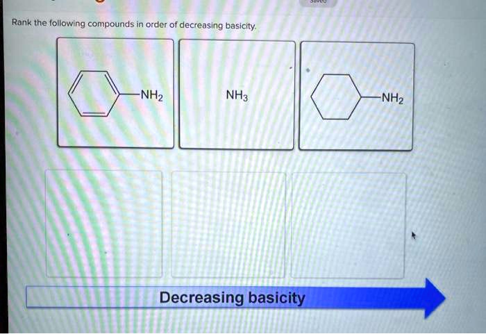 SOLVED: Rank the following compounds in order of decreasing basicity ...