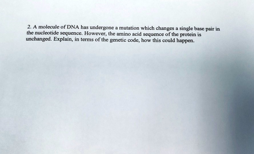 SOLVED: A molecule of DNA has undergone a mutation which changes a ...