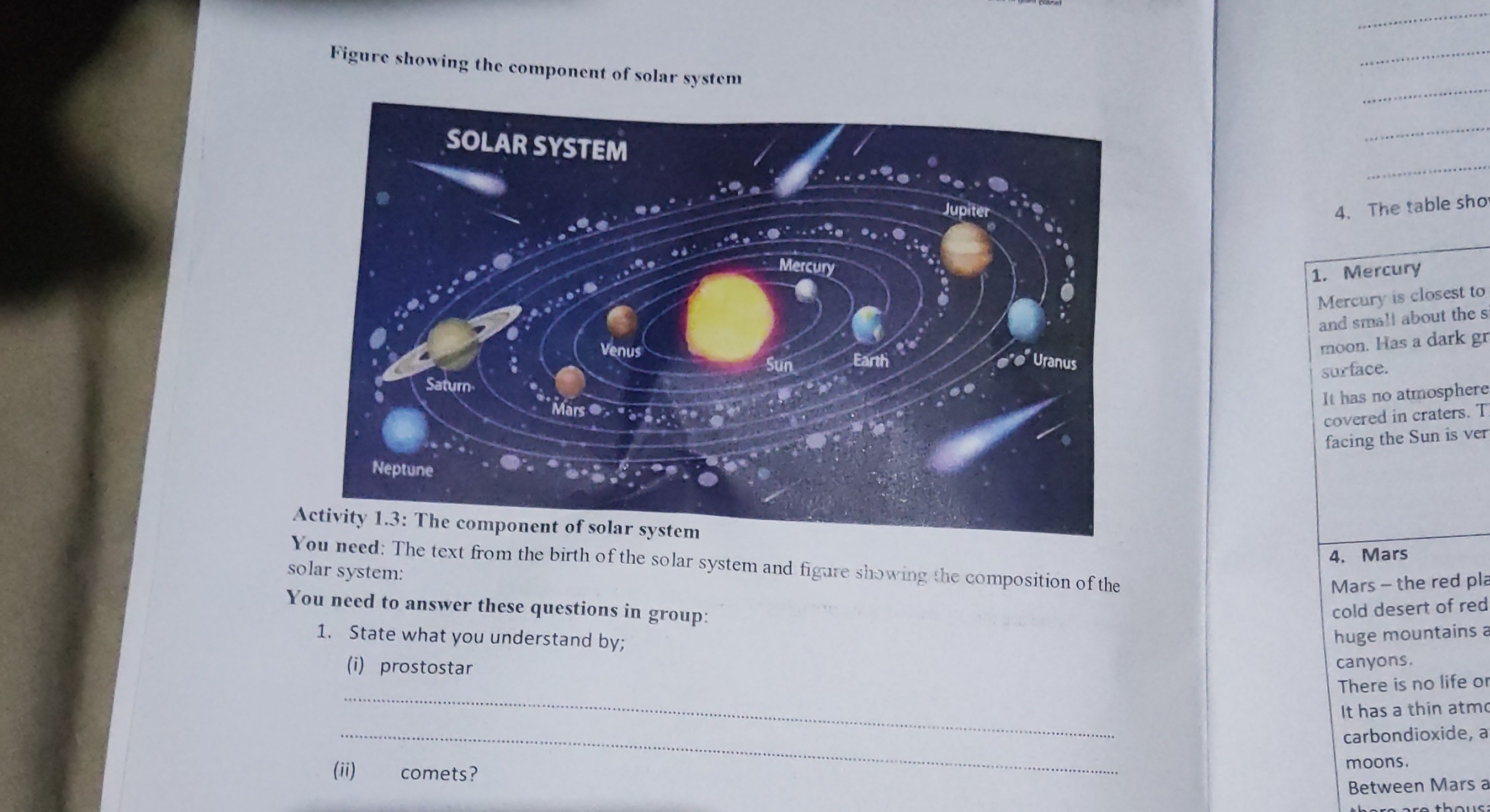 figure showing the component of solar system activity 13 the component ...