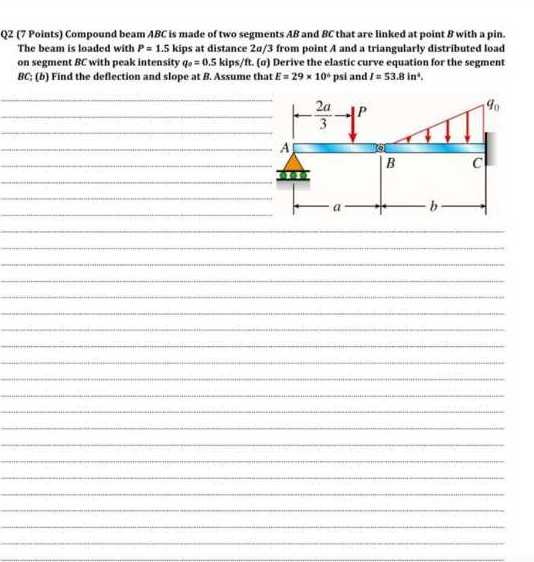 Q2 (7 Points) Compound beam A B C is made of two segments A B and B C ...