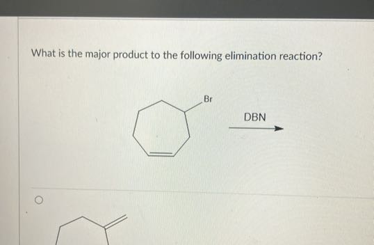 What is the major product to the following elimination reaction?
