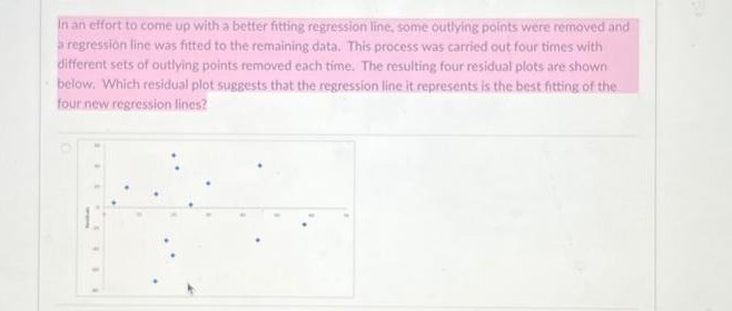 regression - keep eliminating data points until good... In an effort to come up with a better fitting regression line, some ...