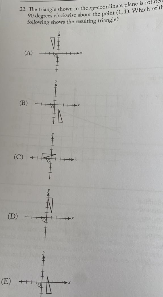 22 the triangle shown in the x y coordinate plane is rotate 90 degrees ...