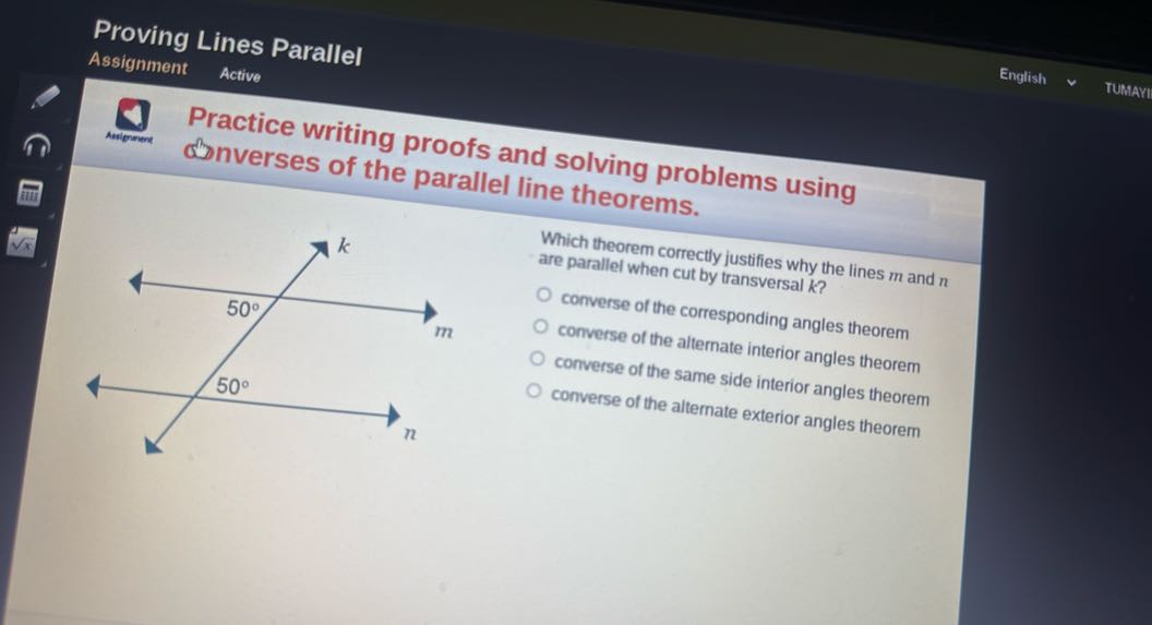 Proving Lines Parallel Assignment Active English TUMAAYI Practice ...