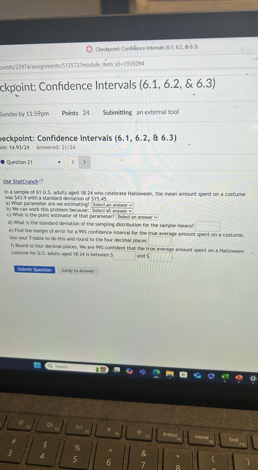 [GET ANSWER] Checkpoint: Confidence Intervals (6.1, 6.2,86.3 ) urses ...