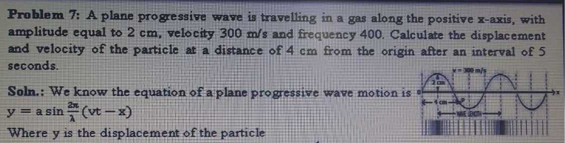 problem 7 a plane progressive wave is travelling in a gas along the ...