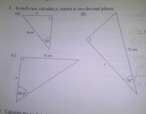 2. In each case, calculate p, correct to two decimal places.

(a)

(b)

Calculate