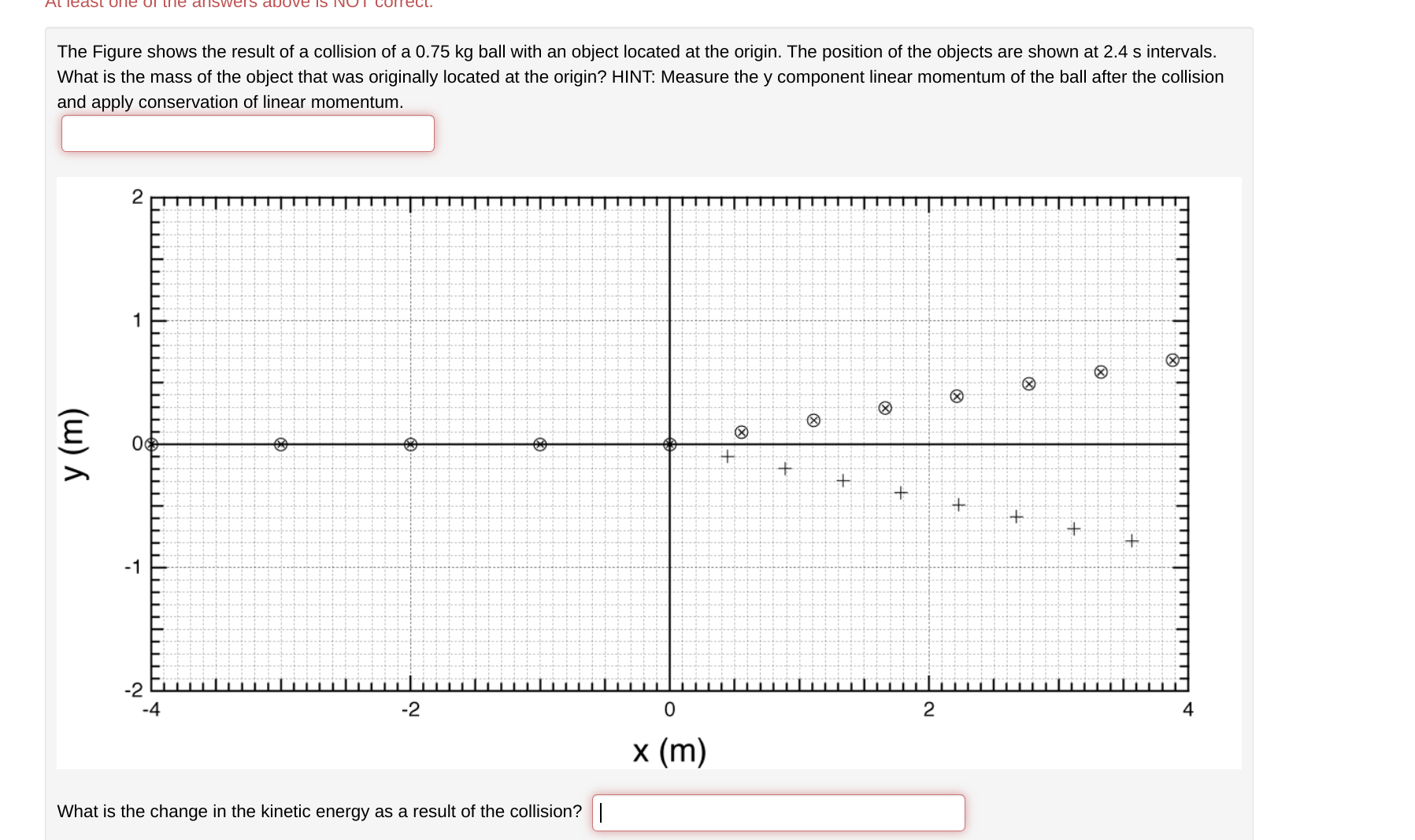 the figure shows the result of a collision of a 075 kg ball with an ...