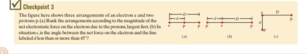 checkpoint 3 the figure here shows three arrangements of an electron e ...