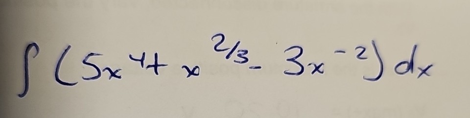 ∫(5 x^4+x^2 / 3-3 x^-2) d x