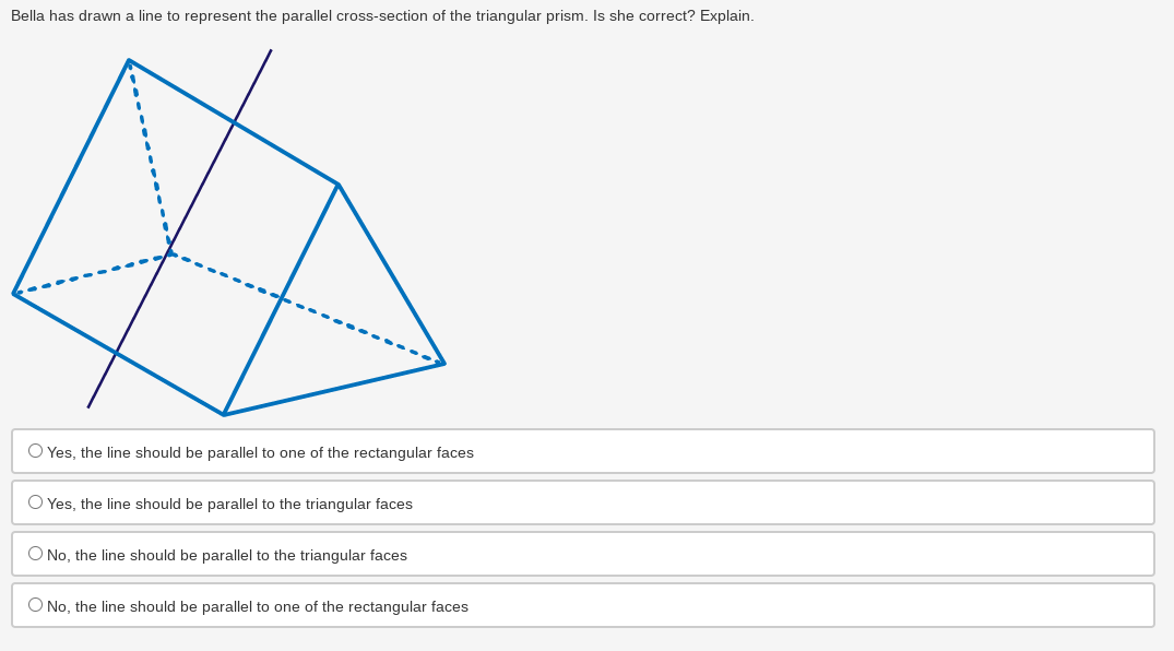 SOLVED: Bella has drawn a line to represent the parallel cross-section ...