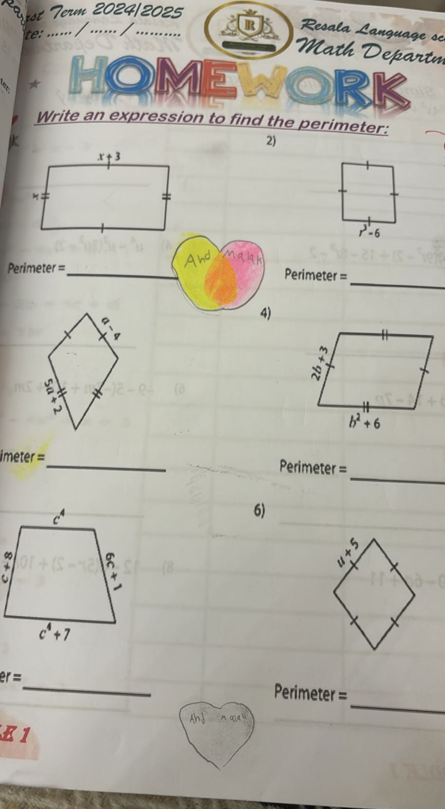 Write an expression to find the perimeter: Write an expression to find ...