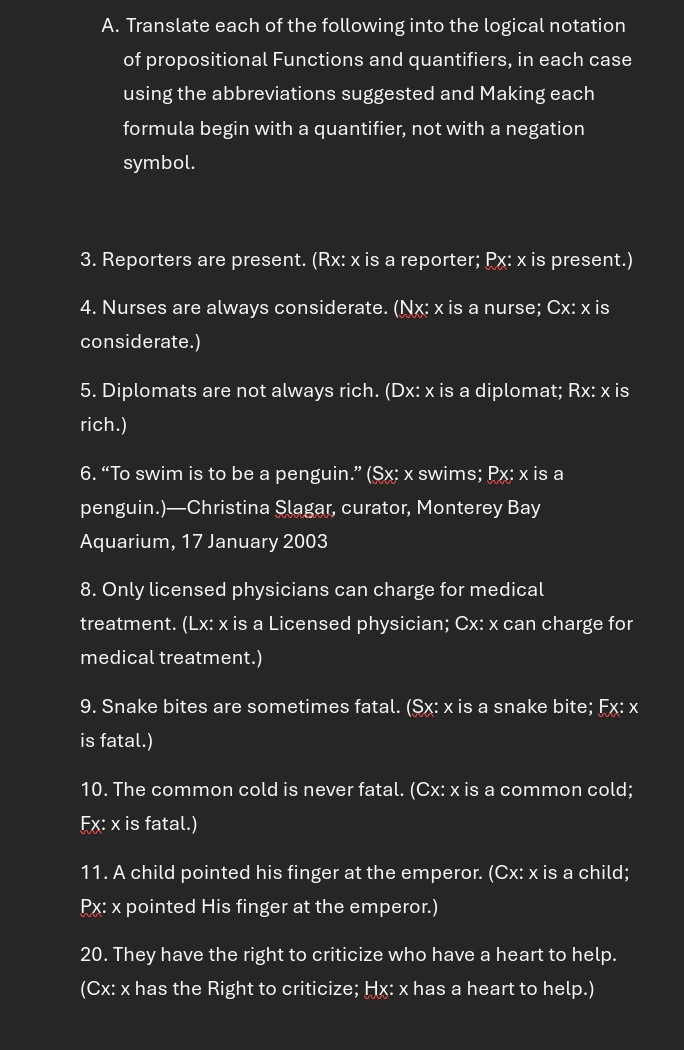A Translate Each Of The Following Into The Logical Notation Of A translate each of the following into the logical notation of