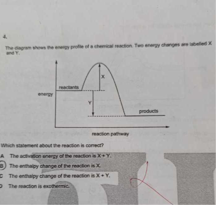 4. The diagram shows the energy profile of a chemical reaction. Two ...