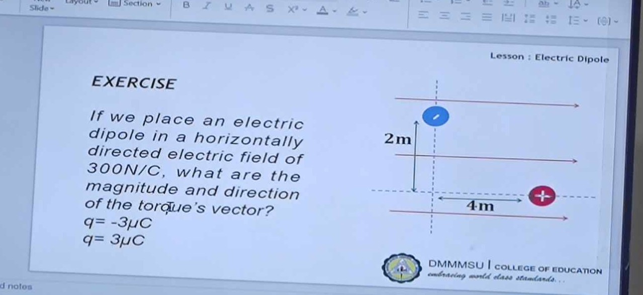 lesson electric dipole exercise if we place an electric dipole in a ...