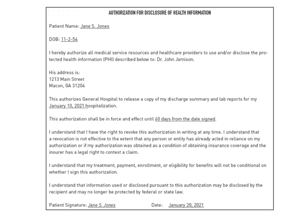 SOLVED: AUTHORIZATION FOR DISCLOSURE OF HEALTH INFORMATION Patient Name ...