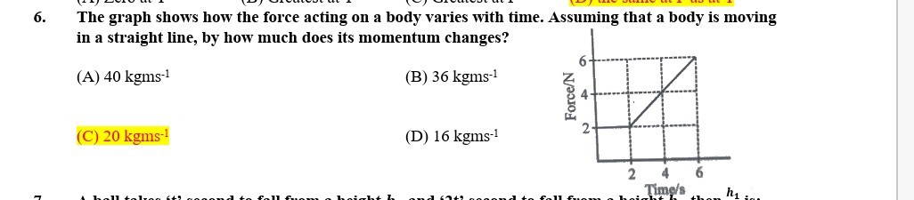 6. The graph shows how the force acting on a body varies with time ...