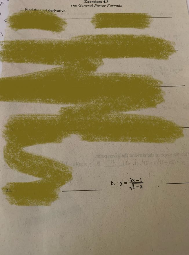Exercises 4.3
The General Power Formula
L. Find the first derivative.