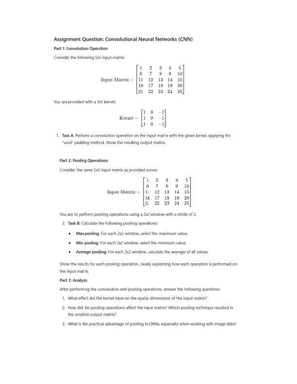 Assignment Question: Convolutional Neural Networks (CNN) Part I ...