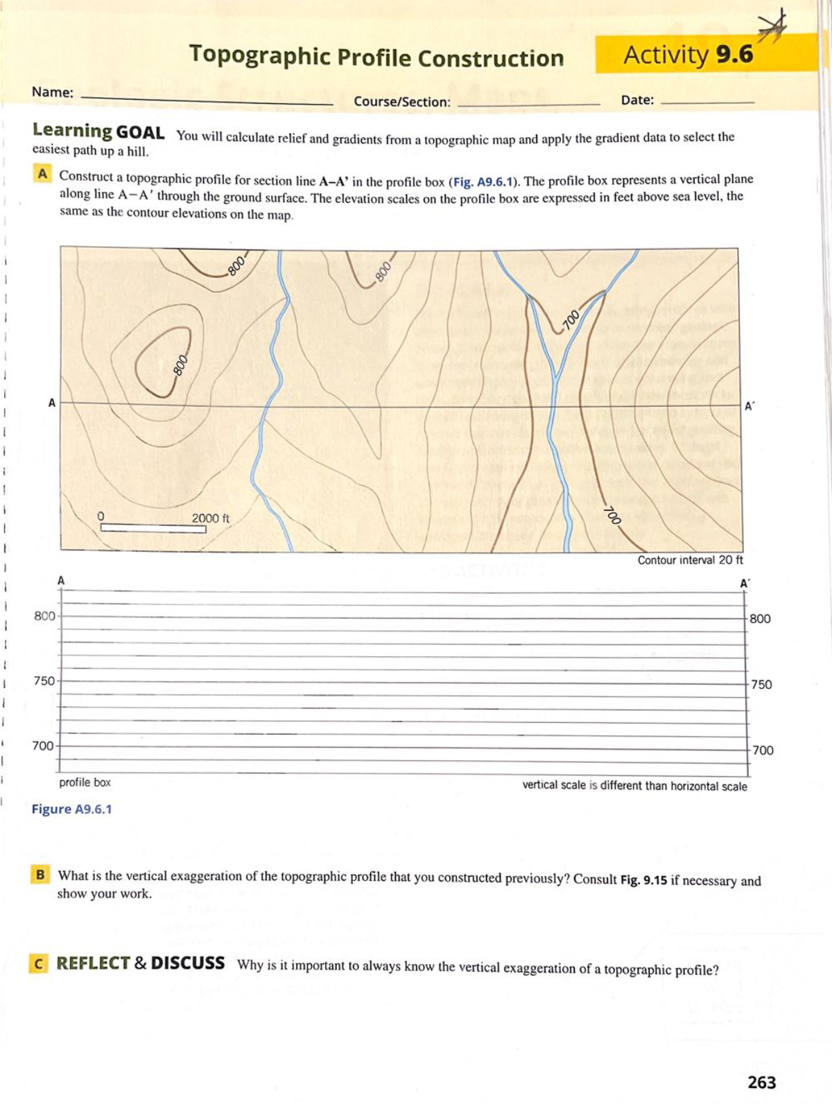 Topographic Profile Construction Activity 9.6 Name: