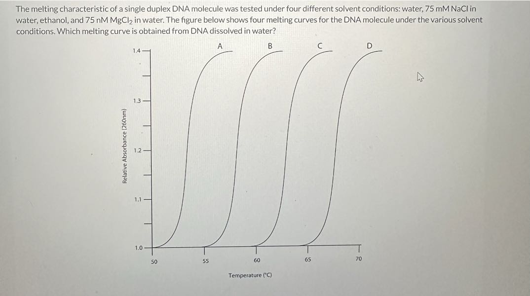 [GET ANSWER] The melting characteristic of a single duplex DNA molecule ...