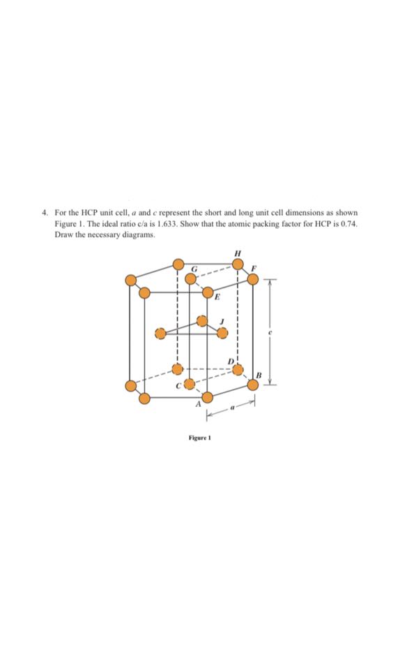 4 for the hcp unit cell a and c represent the short and long unit