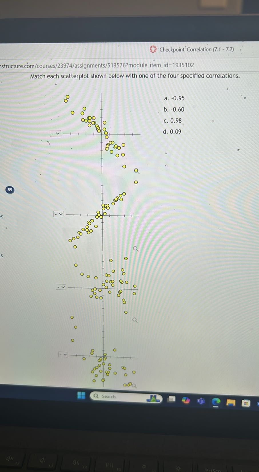 Checkpoint: Correlation (7.1 - 7.2) istructure.com/courses/23974 ...
