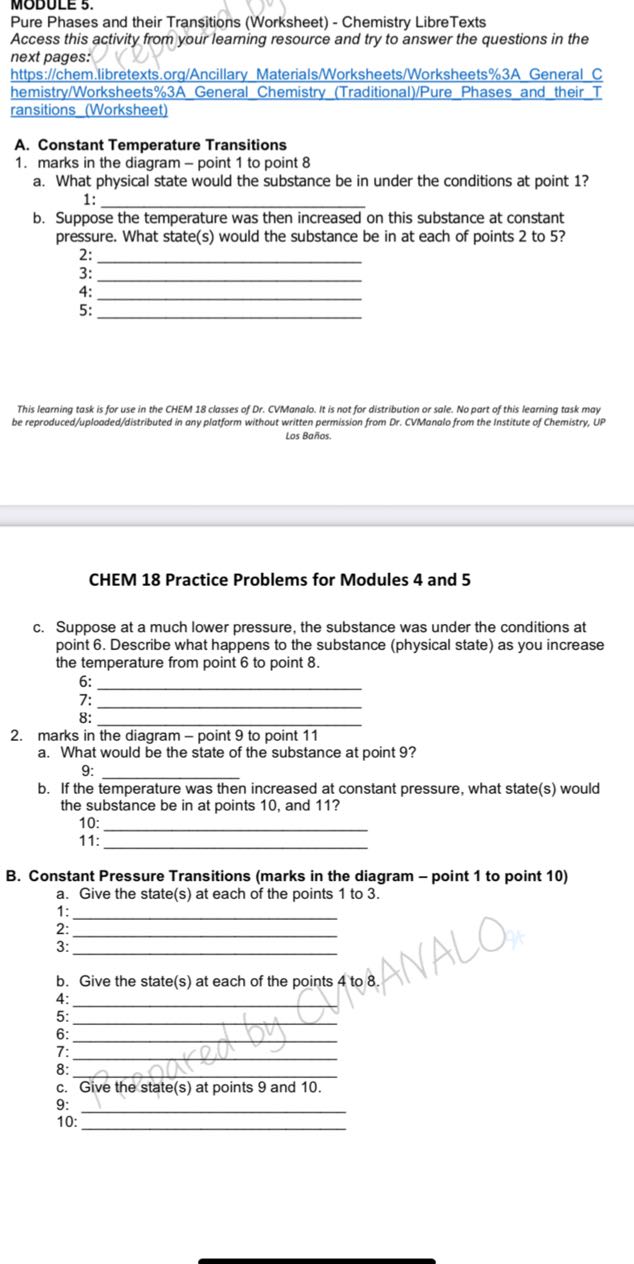 solved question one (total: 20 marks): data types,... MODULE 5. Pure Phases and their Transitions (Worksheet) - Chemistry ...