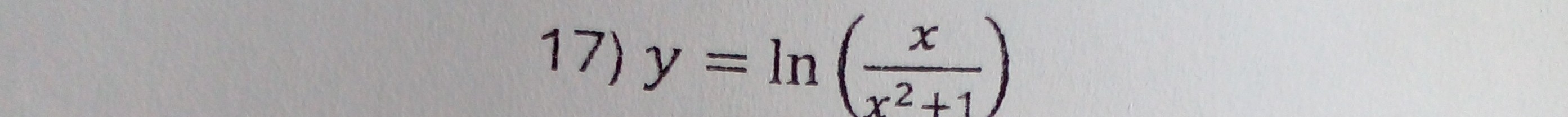 17) y=ln((x)/(x^2+1))