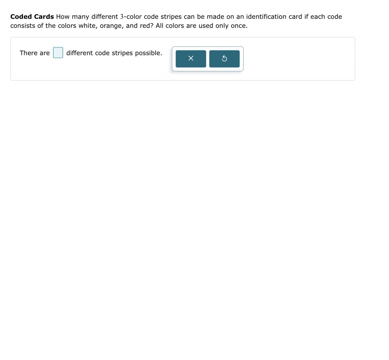 Coded Cards How many different 3-color code stripes can be made on an ...