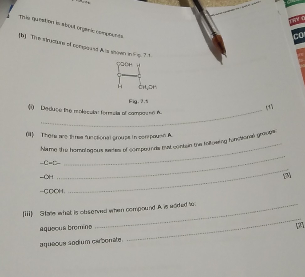 This question is about organic compounds. (b) The structure of compound ...