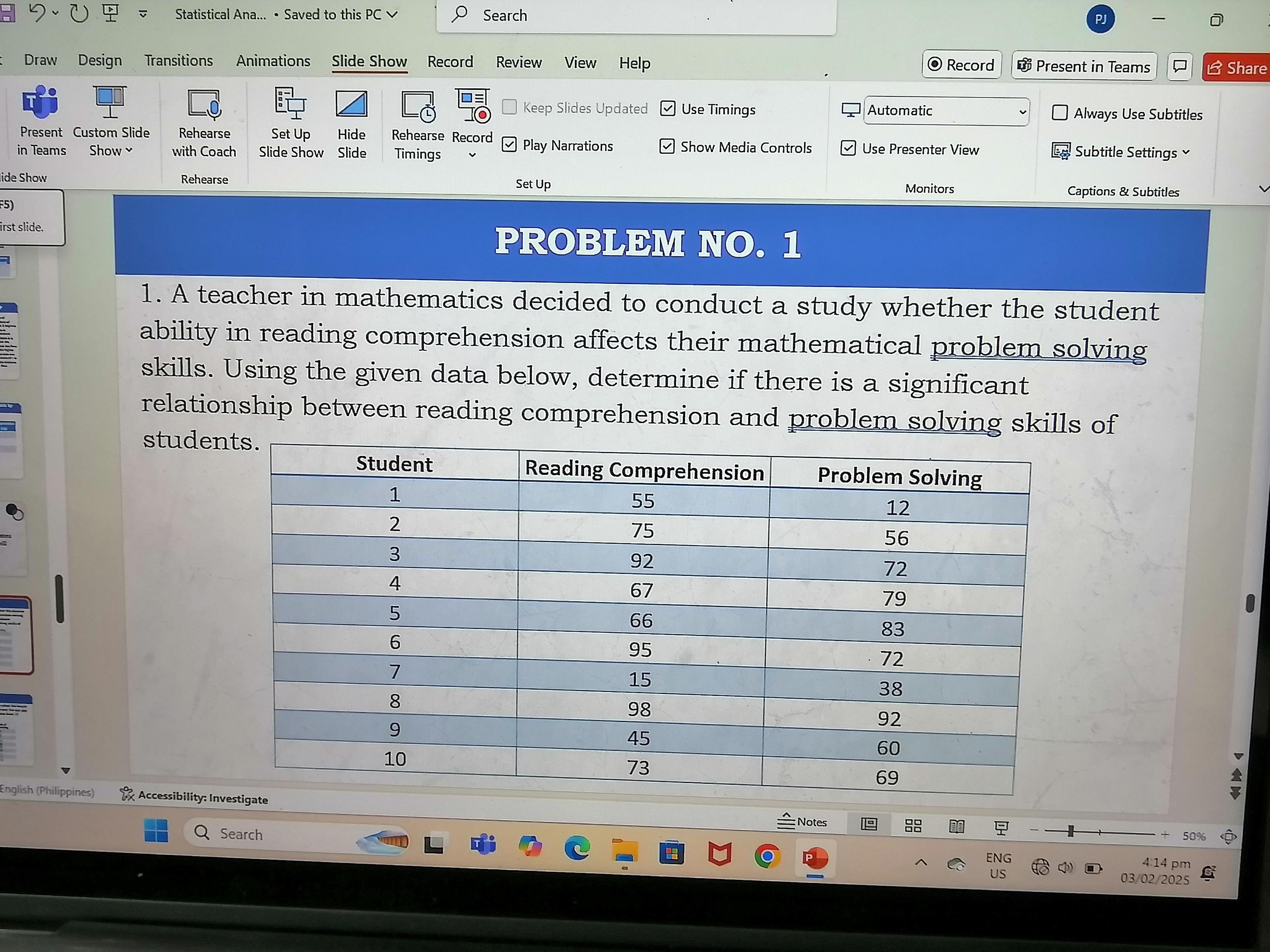 [GET ANSWER] PROBLAM NO. 1 1. A teacher in mathematics decided to ...