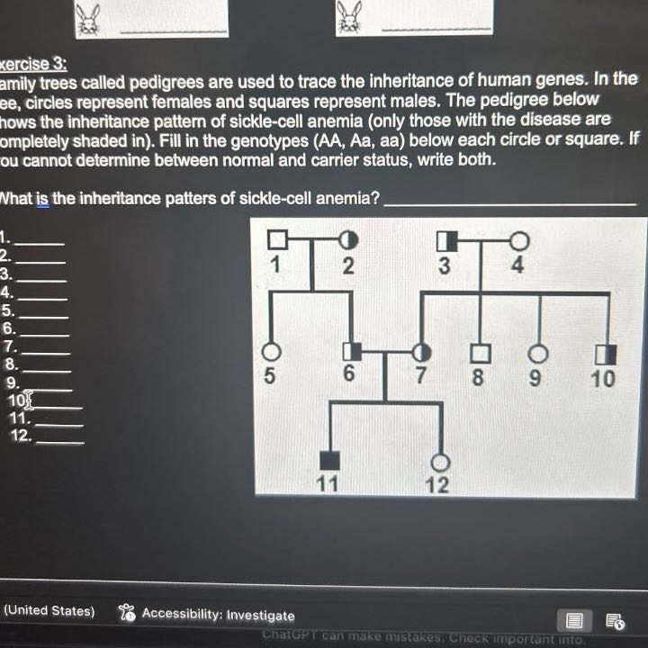 kercise 3: amily trees called pedigrees are used to trace the ...