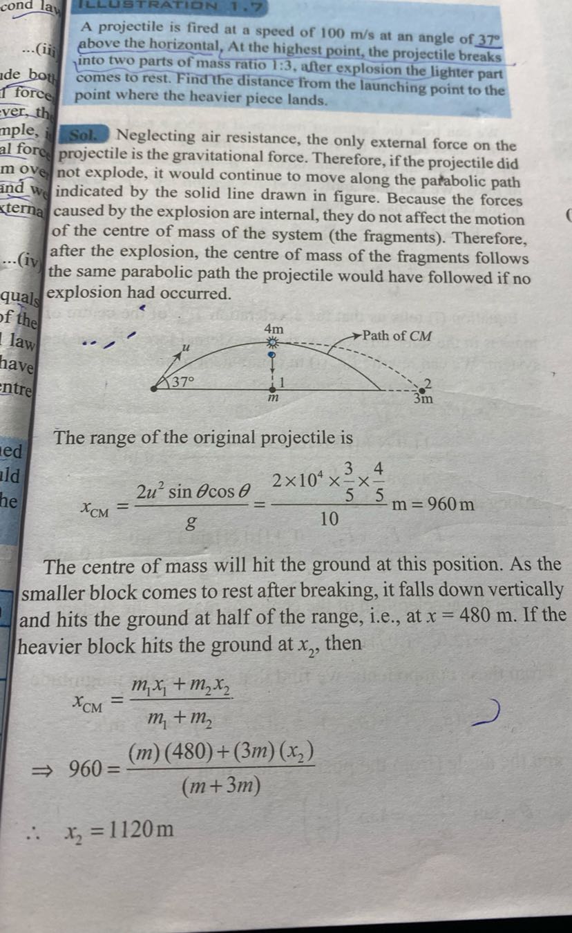 A projectile is fired at a speed of 100 m / s at an angle of 37^∘ above ...